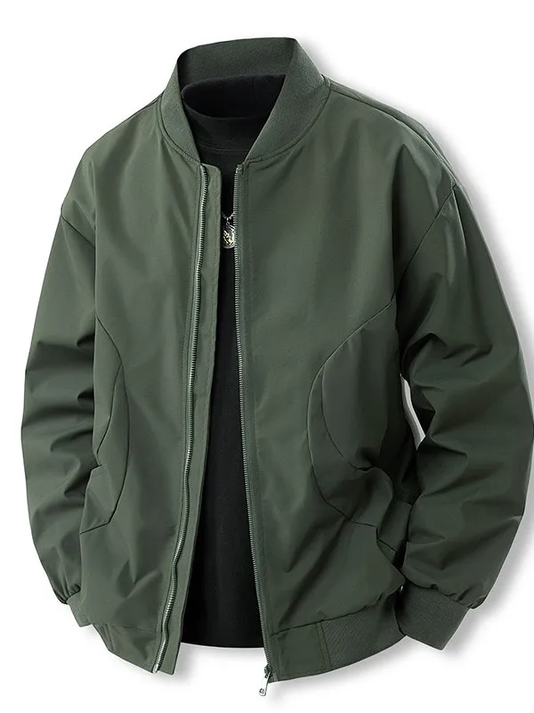 American Style Workwear Sport Jacket Loose Fit Men's Fashion Retro Windproof Stand Collar Baseball Uniform Pilot Coat