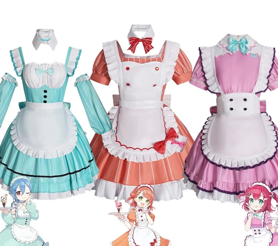 

Костюм для косплея на Хэллоуин: наряд горничной Лолиты, аниме-костюм Вакана, Шики, Уэхара Аюму, Руби Куроусава LoveLive