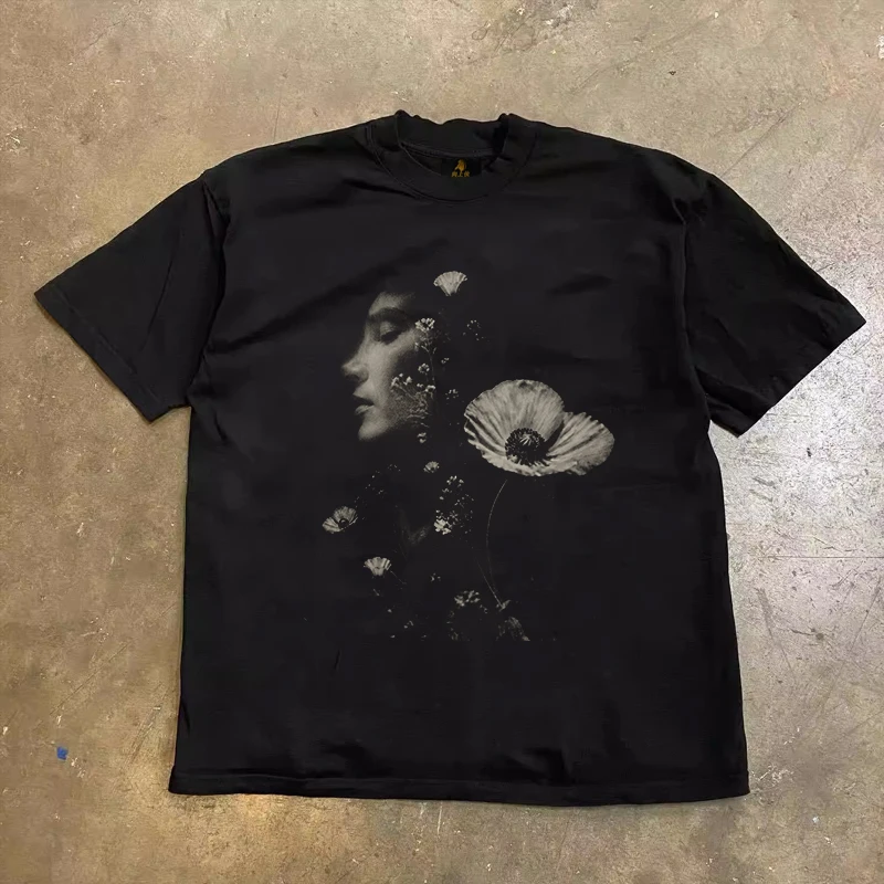 Loose Fit Cotton T-Shirt Unisex Short Sleeve Double Thread UPUPXIA Hero Print Sweat Absorbent round Neck Casual Summer Top