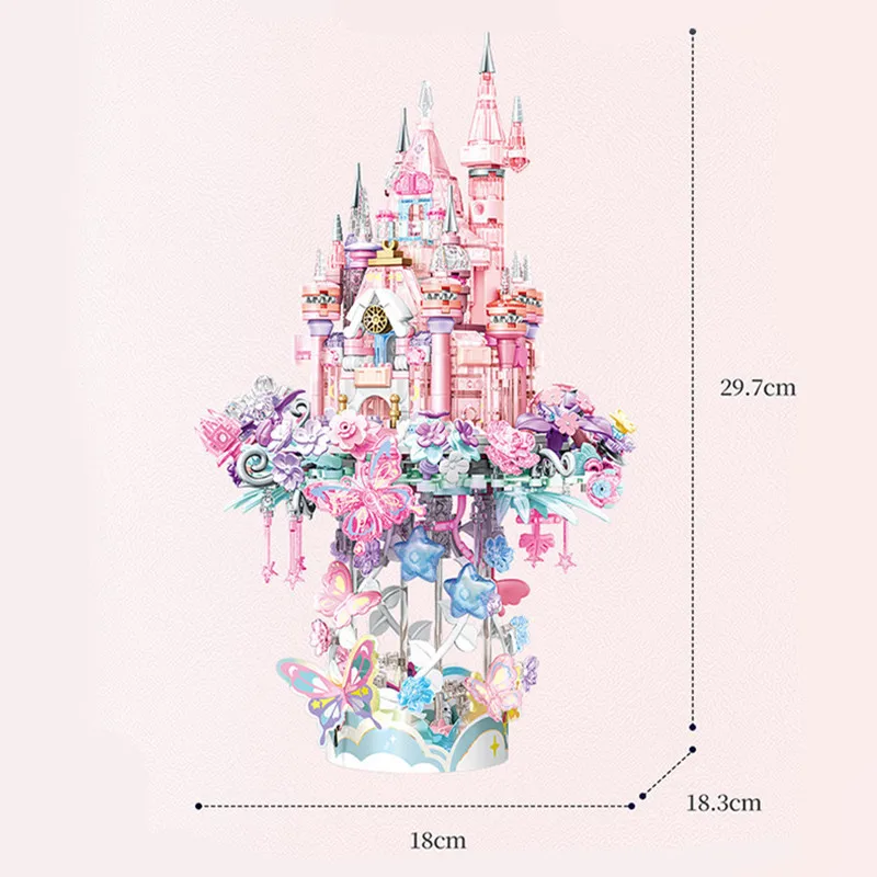 SEMBO 822pcs Flower Castle Assemblage Building Blocks Architecture Models Home Decorations Ornaments Gifts for Girls Kids Toys