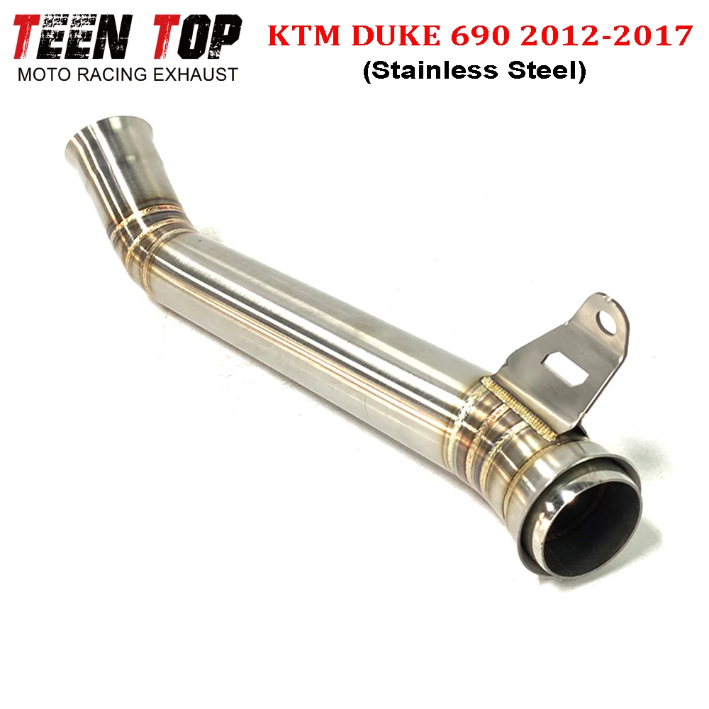 For KTM DUKE 690 Moto Exhaust Decat Pipe Mid Connection Pipe Stainless Steel Duke 690 2012-2017 Motorcycle Exhaust Connect Tube