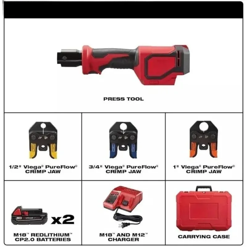 【سعر المصنع】M18 طقم ضغط قصير أيون الليثيوم 18 فولت مع مخلب تجعيد PEX #4