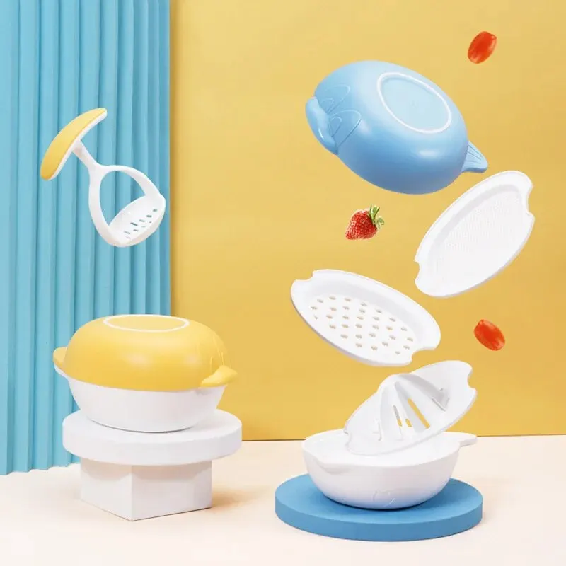 

Baby Supplementary Food Grinder Six Piece Set Baby Cartoon Conditioning Grinding Bowl