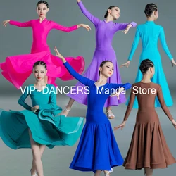 Multiple Colors Ballroom Dance Dresses Waltz Modern Standard Dance Stage Wear Competition Training Suit Line Dance Skirt VDL736