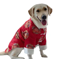 Big Dog Shirt Chinese New Year Dog Clothes Tang Suit Cheongsam Corgi Shiba Inu Samoyed Husky Labrador Golden Retriever Clothes