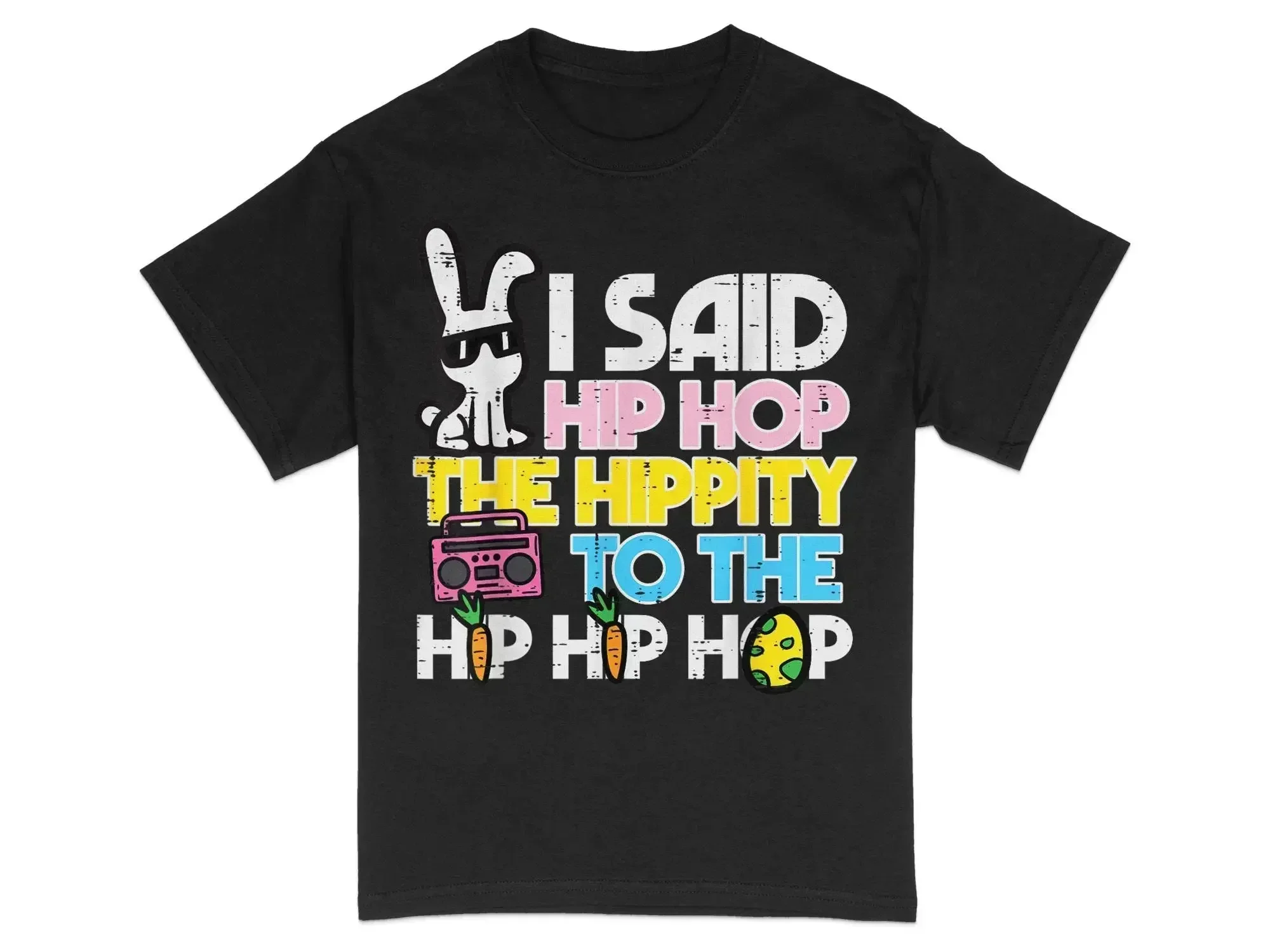 Hip Hop Bunny T Shirt Funny Easter Rabbit with Sunglasses and Boombox Casual Streetwear Spring Festival Top