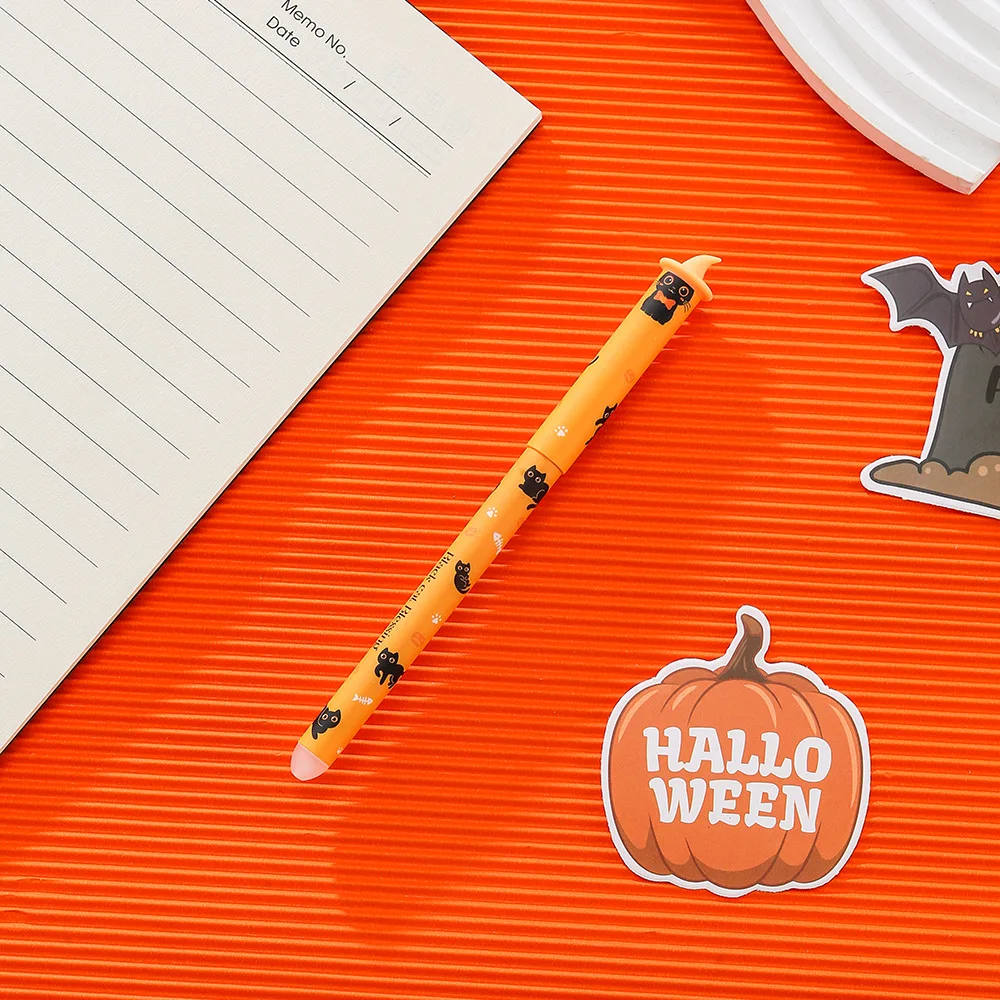 1-6 Stück Halloween löschbare Gelstifte, 0,7 mm Klick-Druckstift-Set, niedliche Geister-, Kürbis- und Fledermaus-Motive, Schreibgeschenk für Schüler, Schule und Büro – Detail 14
