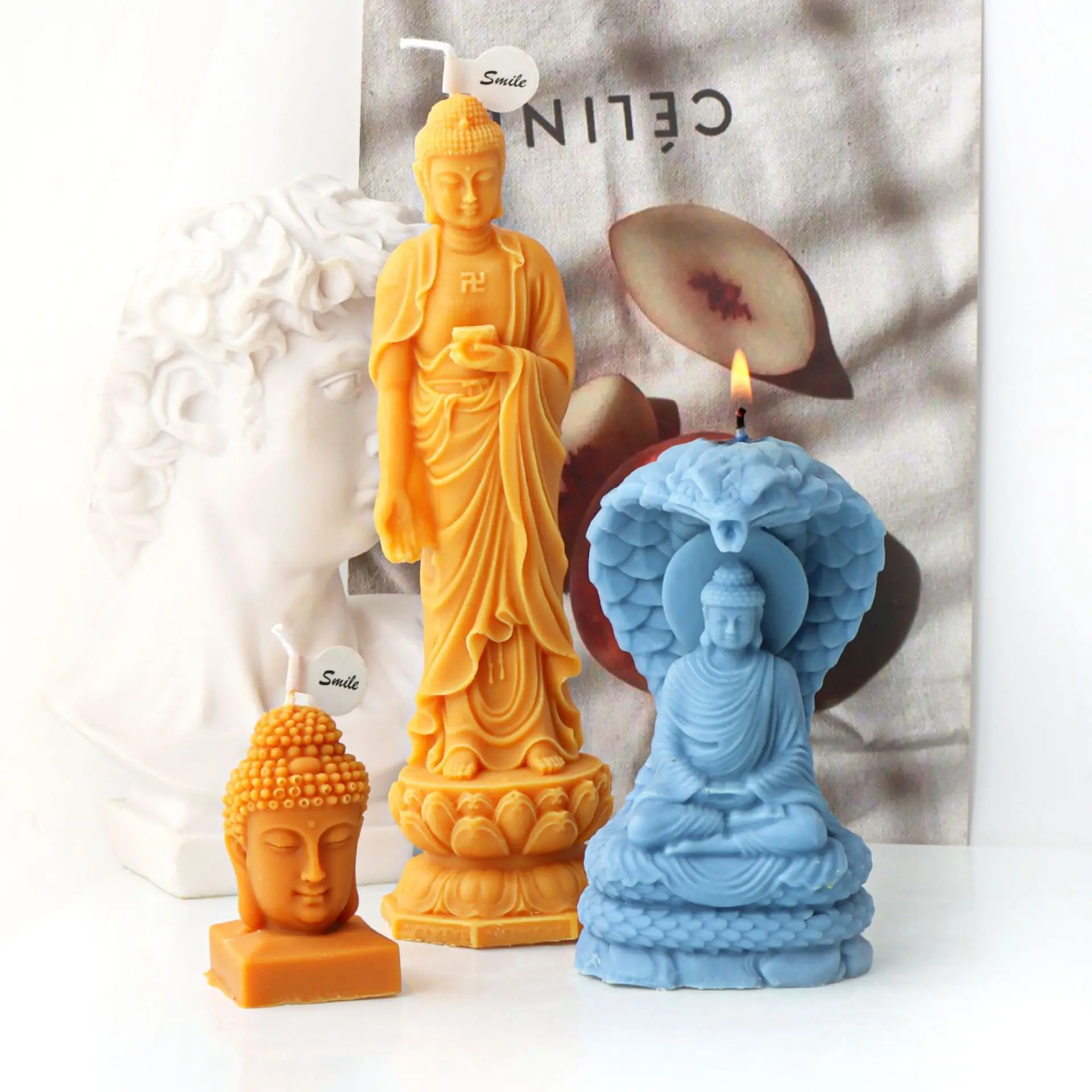 Snake Bodhisattva Silicone Mold for Handmade Candle Plaster Soap Epoxy Resin Chocolate Decoration Gypsum Ice DIY Baking Mould