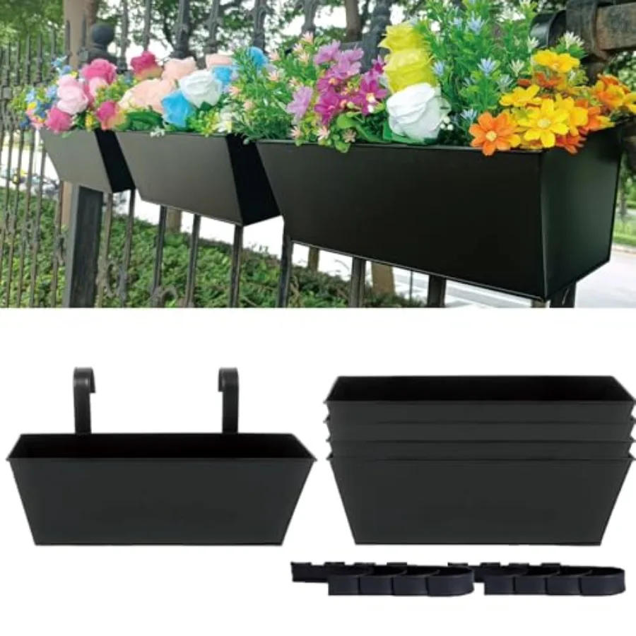 

Набор из 3 больших подвесных кашпо для перил или забора, 16 дюймов, для балкона, веранды, террасы, в деревенском стиле