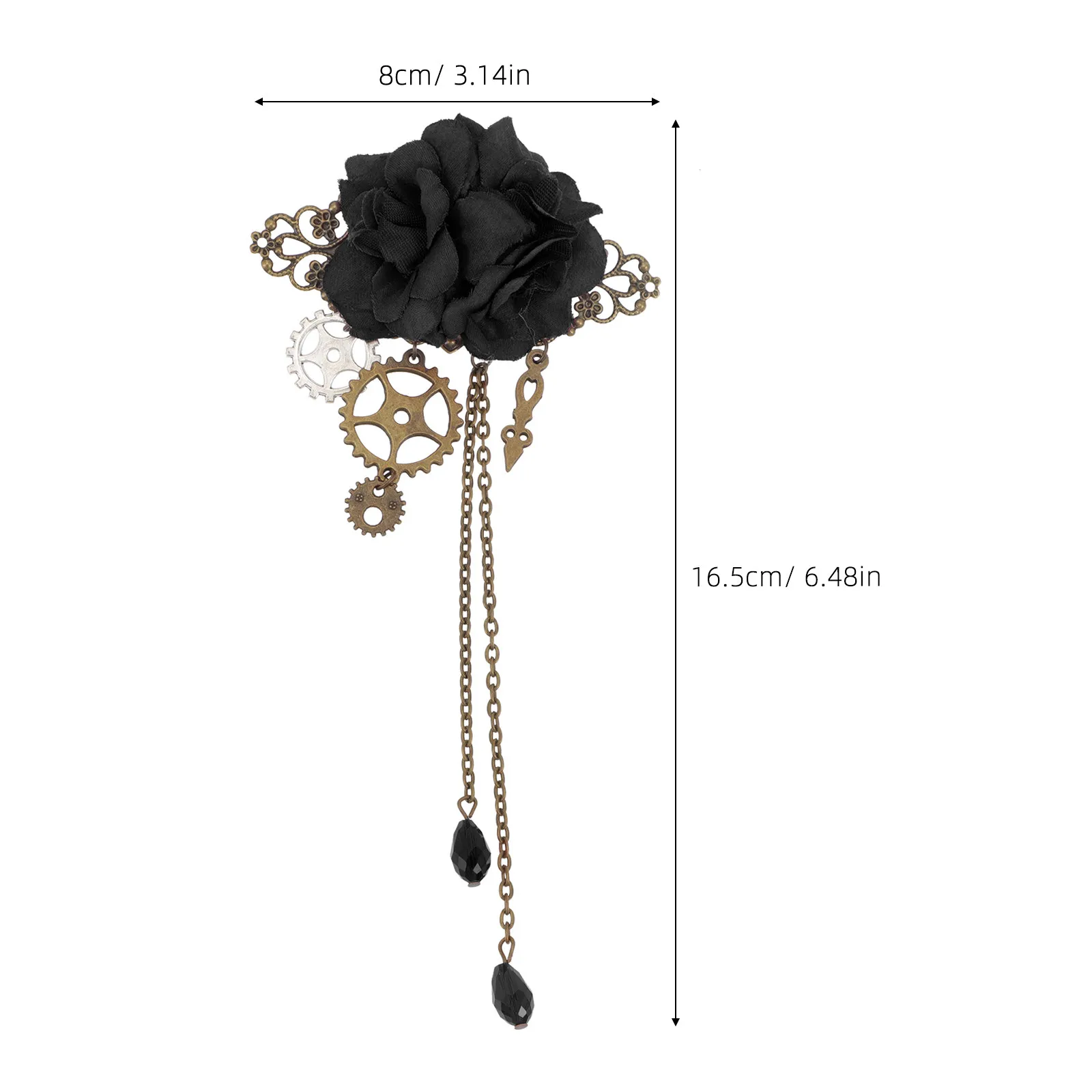 Mechanical Gear Rose Hair Clip Gothic Lolita Accessories Exquisite Hair Accessory for Wedding Party