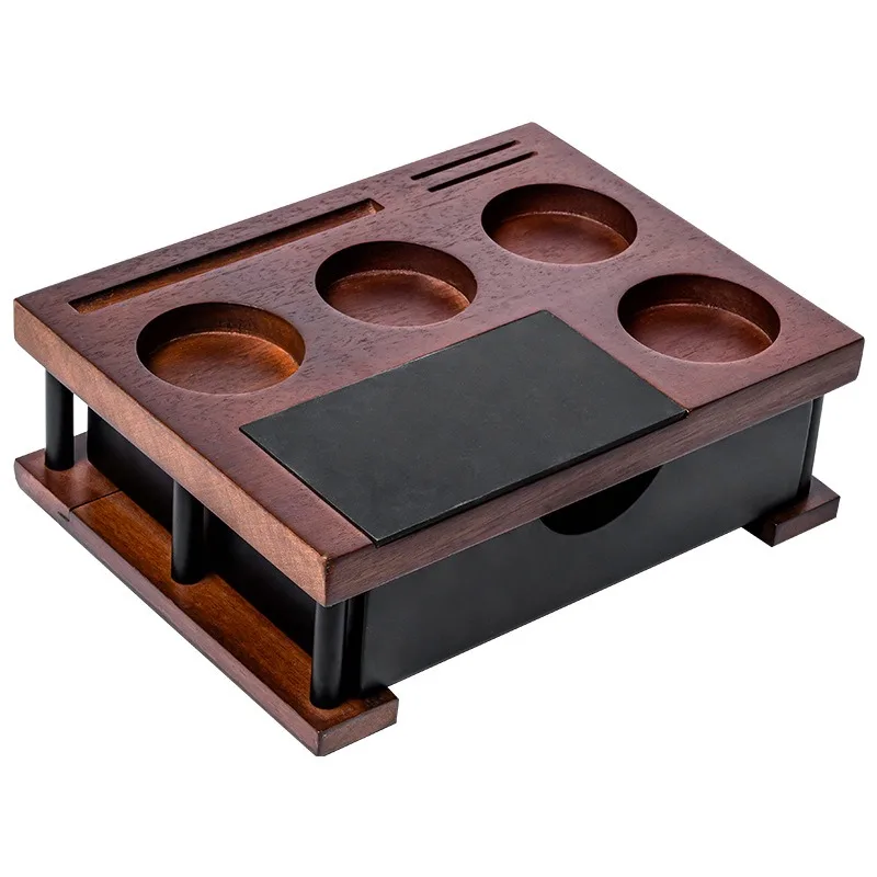 

Italian coffee powder press base with slag box slag bucket cloth powder press coffee utensils storage seat coffee filling table