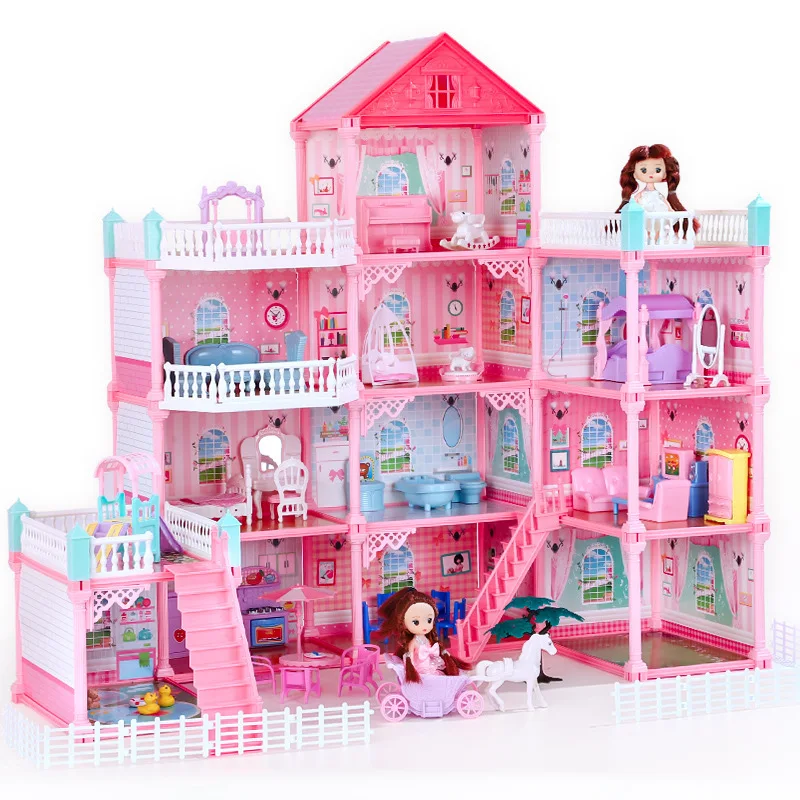 

2023 New Big Size Girls Princess Villa Toy Handmade Doll House Castle Diy House Toy Dollhouse Birthday Gifts Educational Toys