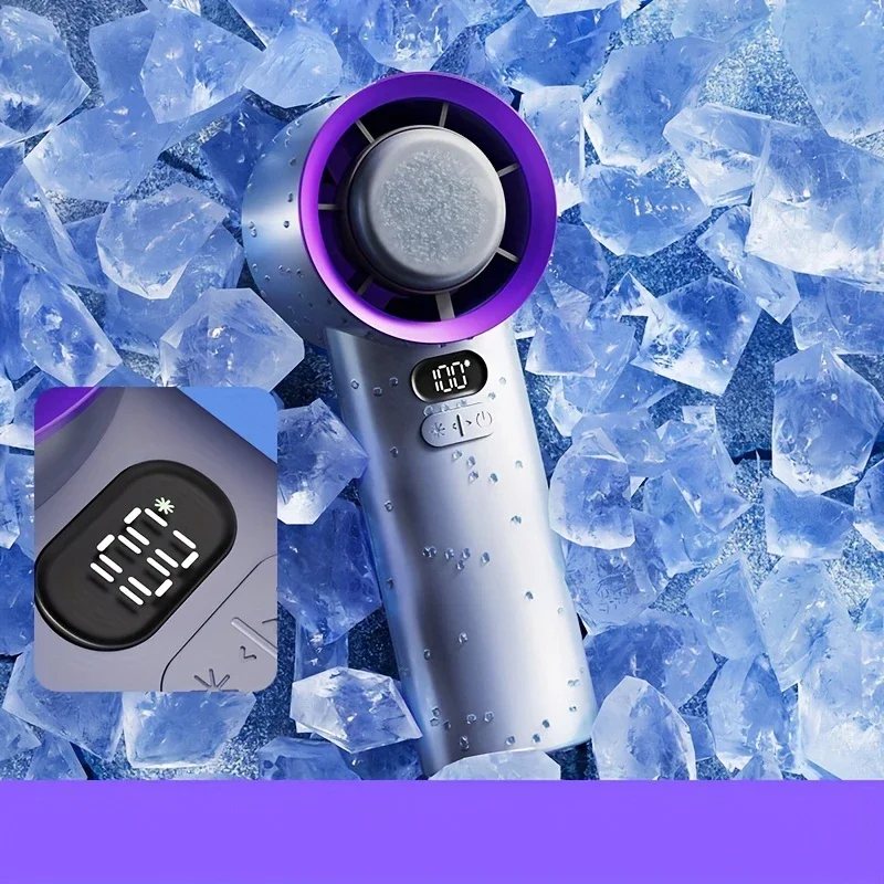 

Портативный ручной вентилятор 2025 года, ручной вентилятор Ice Compress, светодиодный экран HD, вентилятор быстрого охлаждения, подходит для кемпинга и путешествий на открытом воздухе.