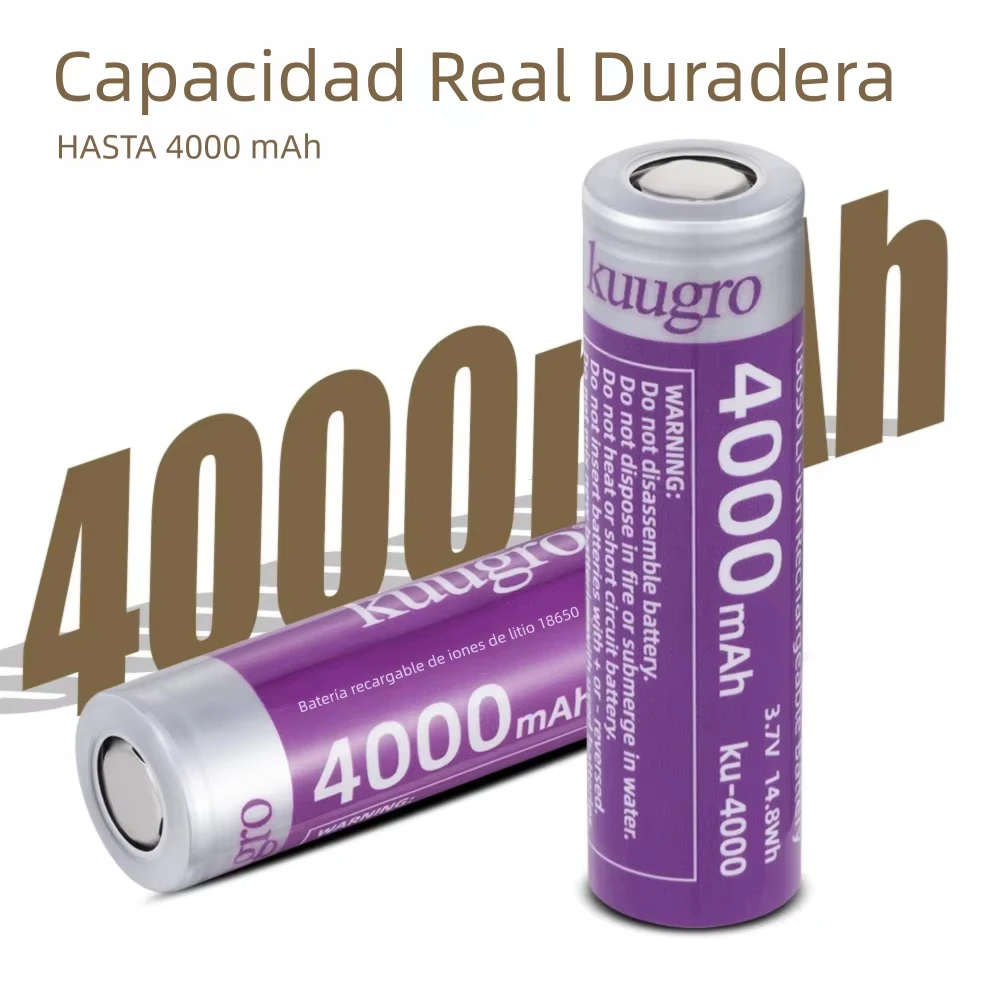 Kuugro Ku-4000 Hochleistungs-18650-Akku 4000mAh 3,7V 12A Entladung Wiederaufladbare Batterien für Taschenlampen – Detail 2