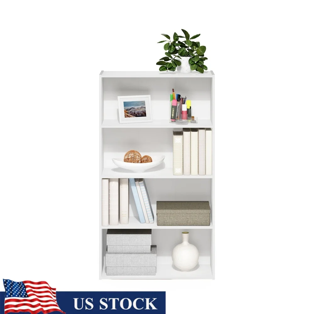 

4-Tier Open Shelf Bookcase Durable Wood Composite Storage Unit Easy Assembly Living Room Organizer Vertical Display Storage