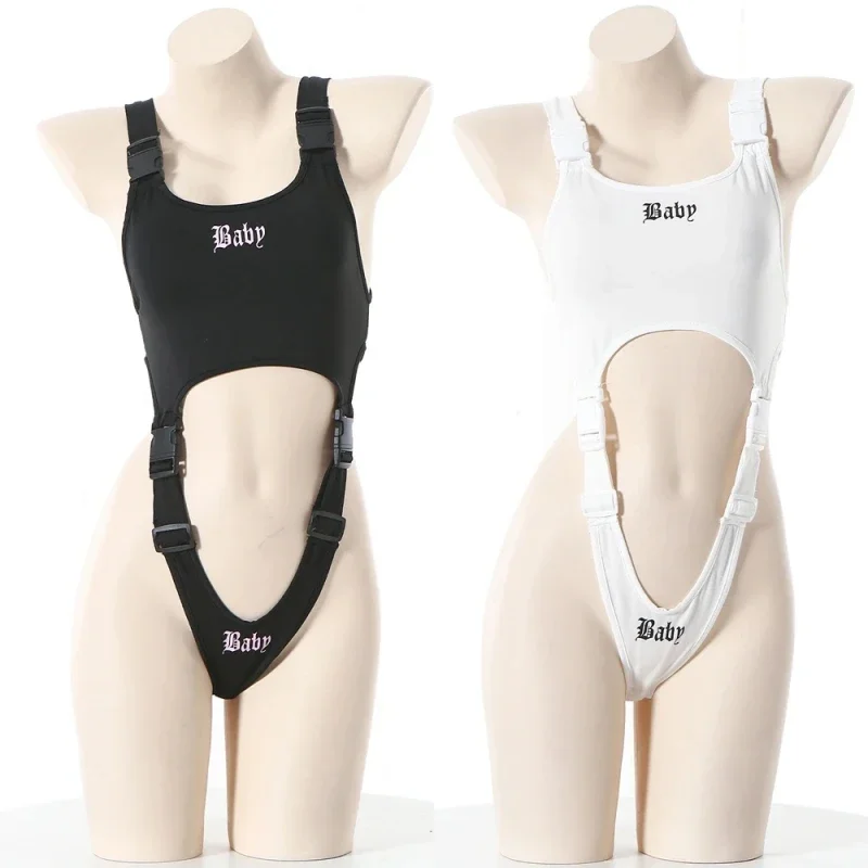 

Game Clothes Wilderness Survival Women Black Buckle Strap Bodysuit Outfits Cosplay Costume Underwear Nightgown Roleplay Lingerie