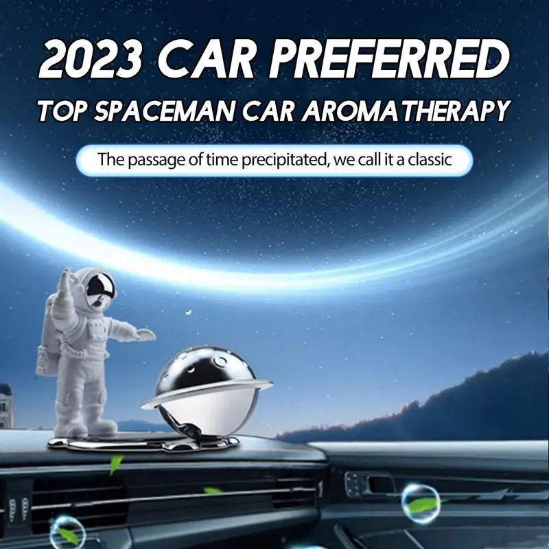 Rotating Solar Power Car Air Freshener Astronaut Planet Air Outlet Scent Essential Oil Aroma Diffuser Car Decoration Accessories