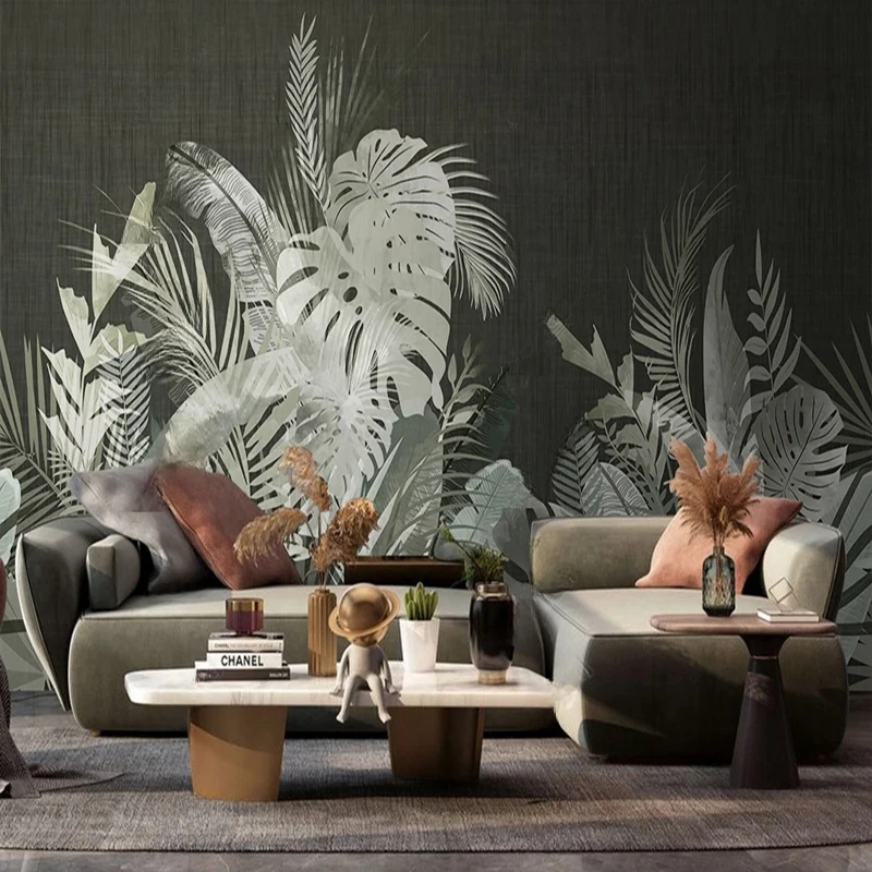 Nordic Hand-painted Custom Mural Tropical Plant Leaves TV Sofa Background Wallpaper Home Interior Decoration Wall Papers 3D