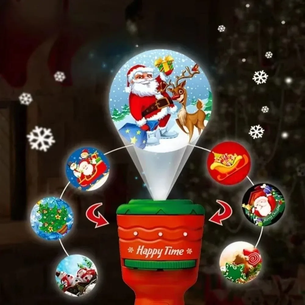 Cartoon Pattern Christmas Educational Early Education Projection Flashlight 6/24 Kinds Of Design Lifelike