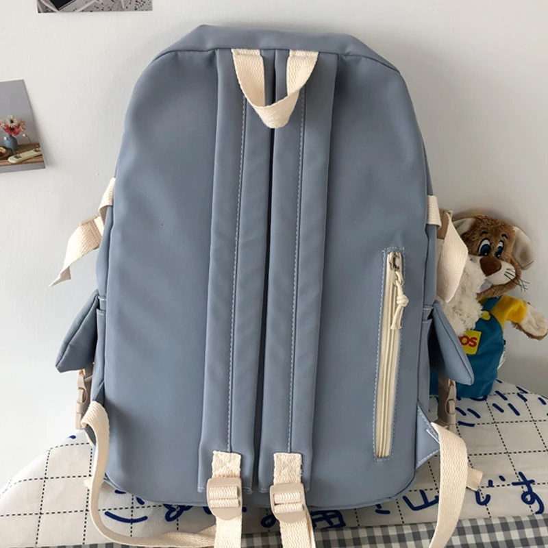 Kawaii náilon mulheres mochila moda à prova dwaterproof água para meninas adolescentes saco de escola bonito estudante bookbag viagem