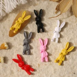 10Pcs Skull Rabbit Nail Resin Charms Cartoon Sweet Sad Bunny Nails Decorations 3D Kawaii Ornaments Manicure Jewelry Accessories