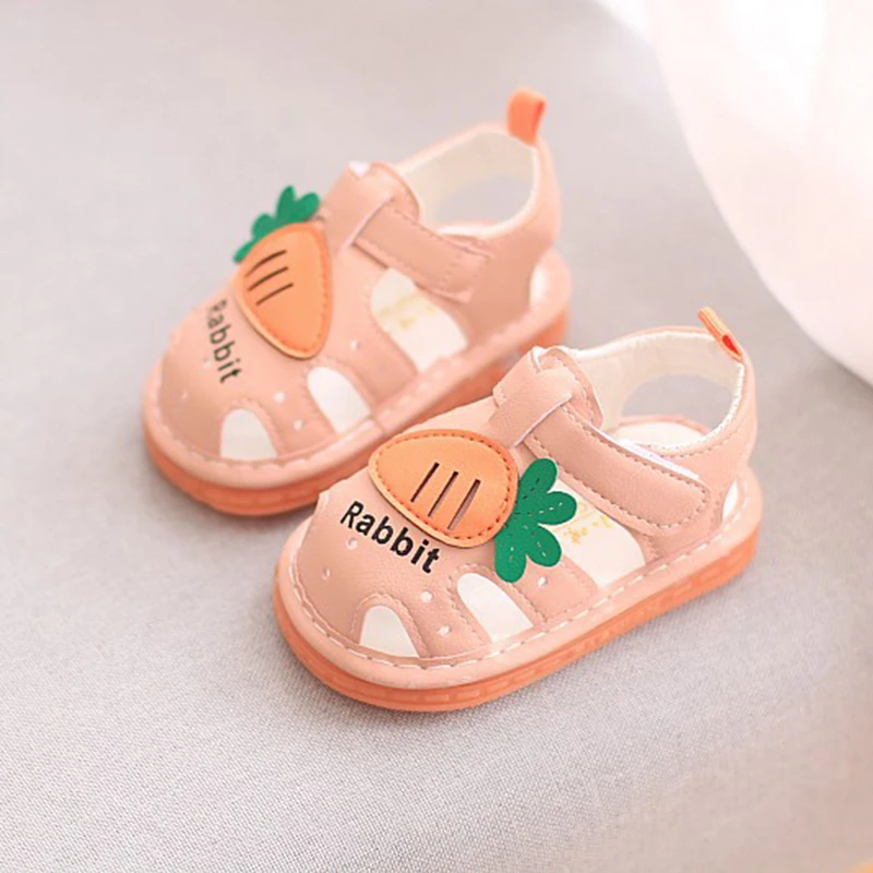 Cute Carrot Summer Cooling Sandals for Baby Boy Girls Non-slip Rubber Soft Soled Shoes for Newborns Toddlers Beach Water Shoes