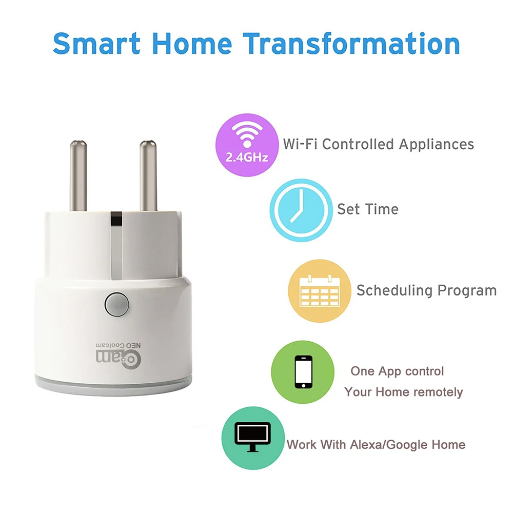 NEO Coolcam Smart Plug Wifi Tuya Support Alexa Google Home Remote Control Switch Mini Socket Outlet with Timing Function