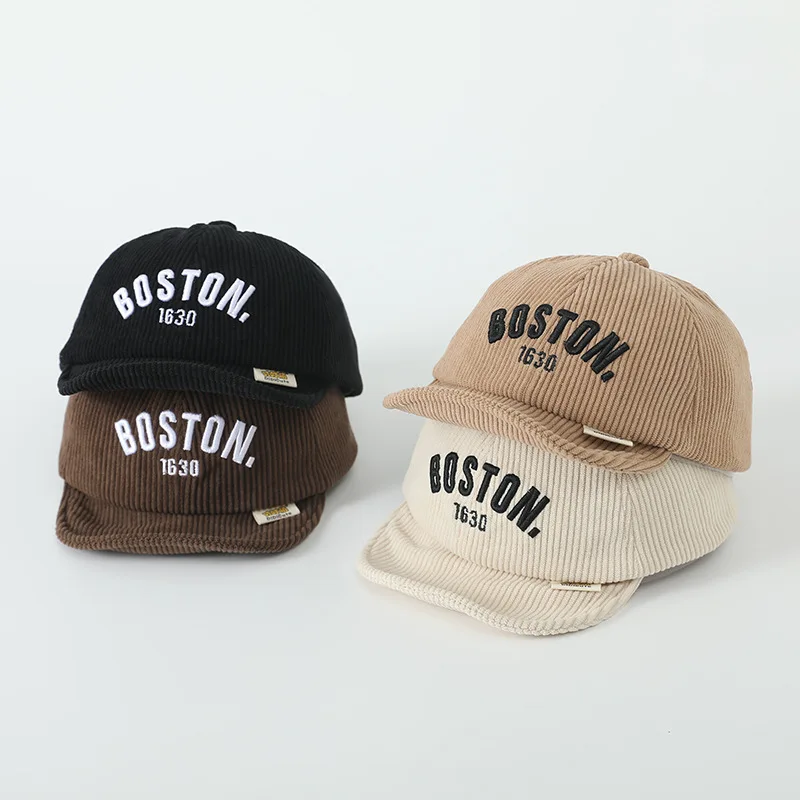 

Осенняя вельветовая детская фуражка, однотонная шляпа с утиным языком для малышей, модная детская бейсболка с надписью, солнцезащитные козырьки для мальчиков и девочек 6-36 месяцев