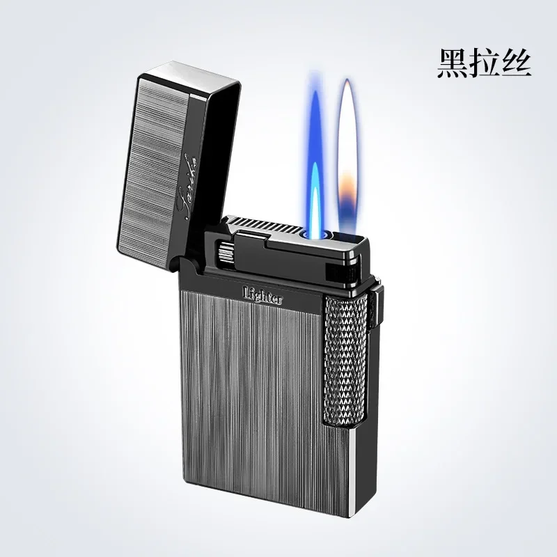 Double Fire Switching Lighter Three Styles Plated Metal Inflatable Lighter Smoking Accessories Cool Men\'s Gift Lighters Gadgets