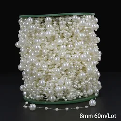 36-361Feet Artificial String Pearl 3-10MM Pearl Bead,Faux Pearl Chain Garland Spool Roll Strand Wedding Party Xmas Tree Decors
