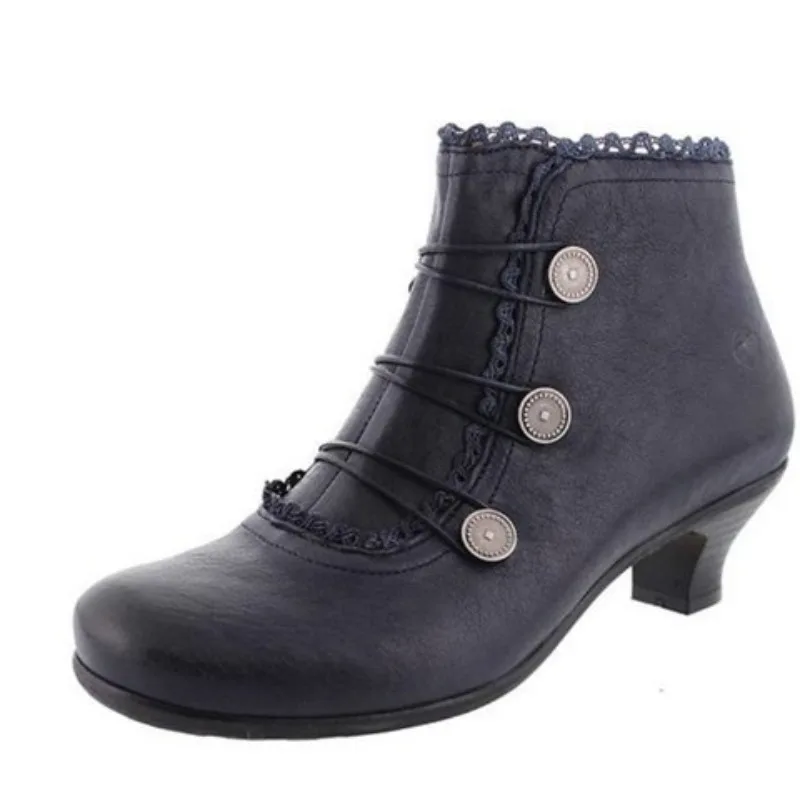 Women's Shoes Middle Ages Chunky Heel Ankle Boots Zip Role Playing Gothic Punk High Heels Plus Size Fashion Women Boots Luxury