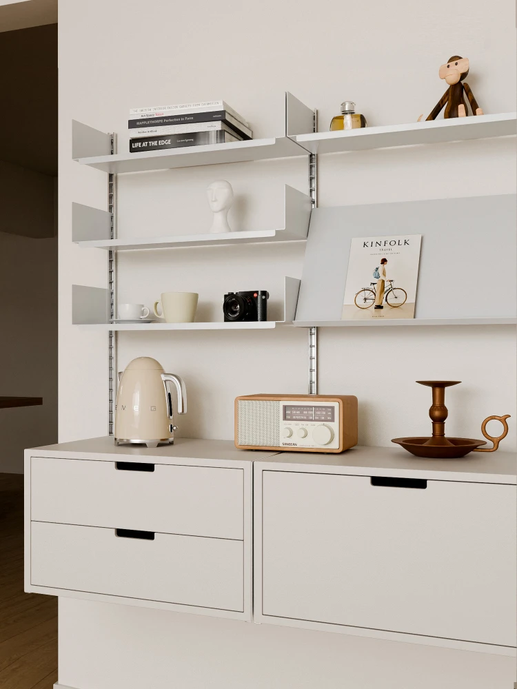 Wall shelf Wall-mounted wrought iron baffle bookshelf Living room wall-mounted multi-layer storage rack Display rack