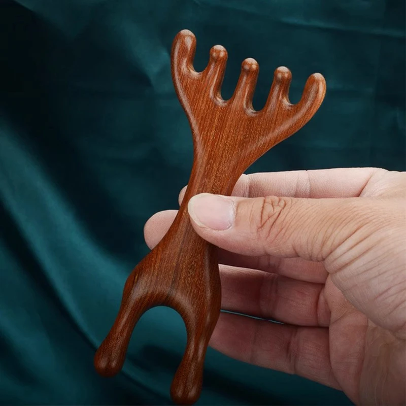 

Double Headed Body Meridian Massage Comb Sandalwood Deer Antlers Wide Tooth Acupuncture Help Blood Circulation Anti-static Tool