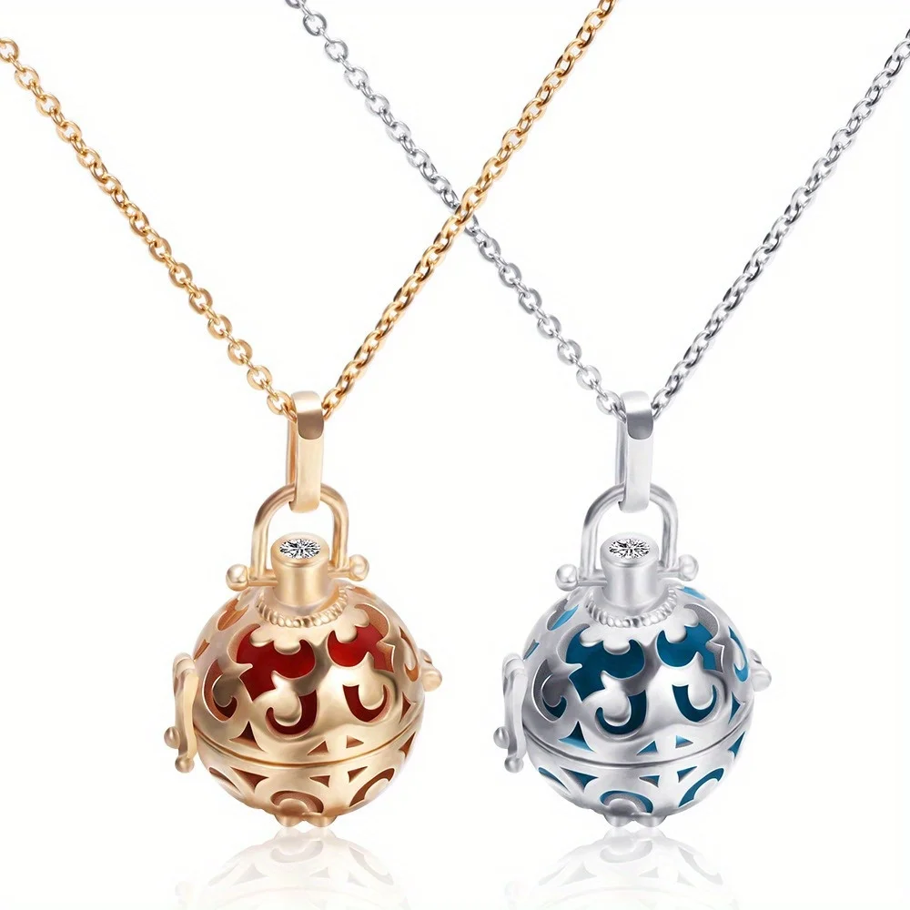 

1pcs Exquisite Flower Hollow Aromatherapy Openable Multi-color Bell Round Openwork Ball Pendant Pet Bell Necklace