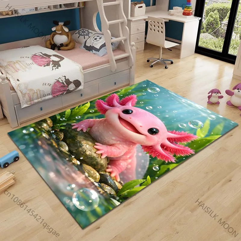 Multiple sizes Pink axolotl underwater Carpet for Living Room Bedroom Sofa Home Decor Rus Non-slip Floor Mat Luxury Gift