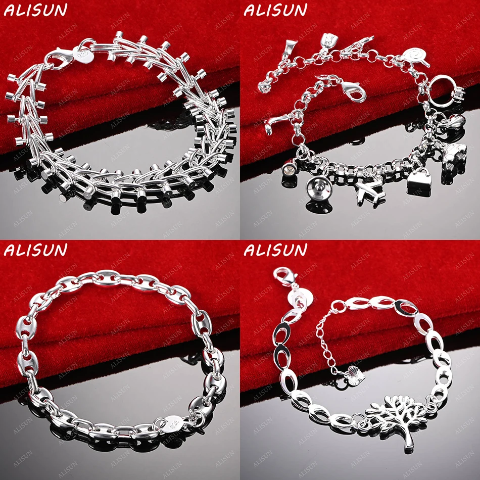 

ALISUN 925 Sterling Silver Bracelet Geometric For Women Men Fashion Jewelry Charm Grace Noble Wedding Accessories
