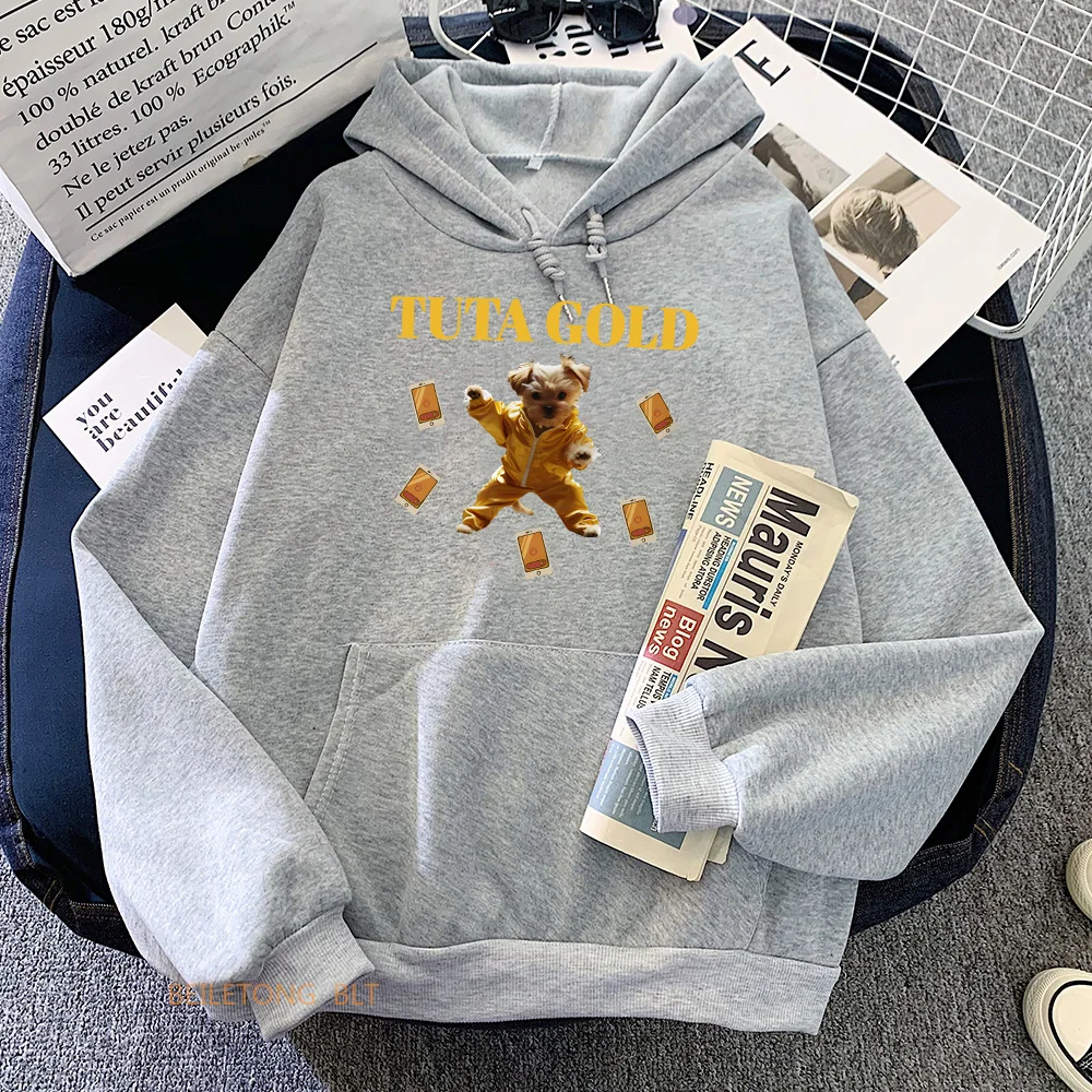 Tuta Gold Hund Cartoon Print Hoodies Mahmood Ra Ta Sweatshirts Sudadera Mujer Fleece Herbst Langarm Kapuze Pullover Männer Top