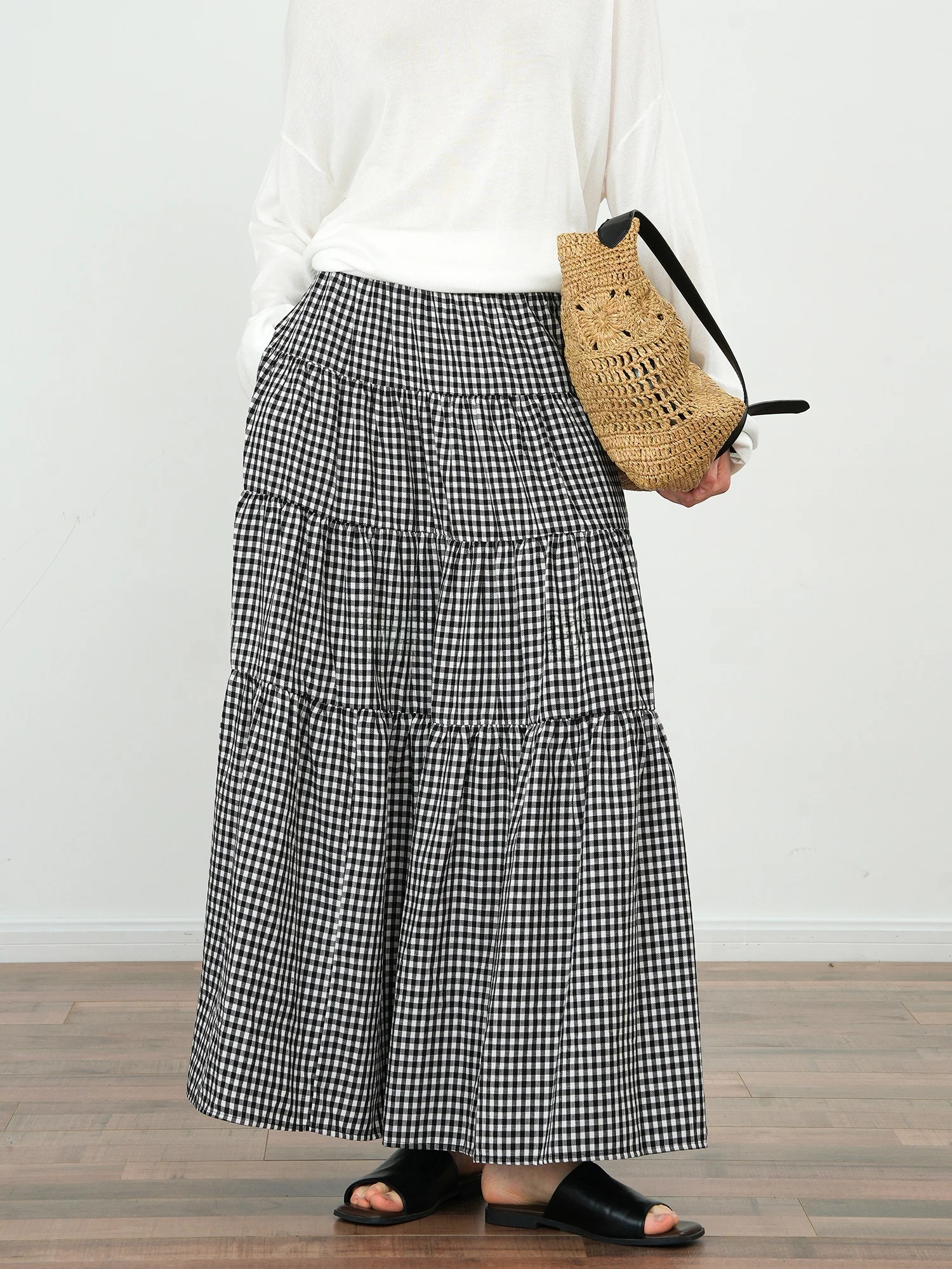 

Romantic Ele Multi-Layer Design A-Line Cake Skirt Midi Skirt with Fine ids Vintage Sle High Waist Loose Fit Polyester...