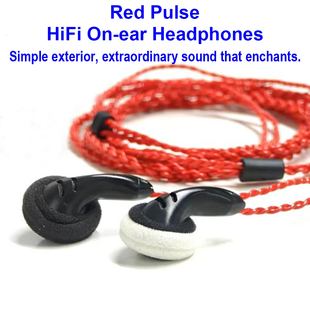 Hi-End Flat-head Earbuds Red Pulse HiFi on Ear Headphones Wired Flat Earphones Flagship on-Ears Headphone for Audiophiles 4.4mm