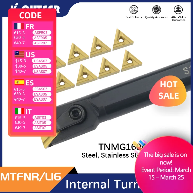 S16Q-MTFNR16 S18Q-MTFNR16 S32T-MTFNL16 Internal Turning Tool Holder TNMG Carbide Inserts Lathe Bar CNC Cutting Tools Set