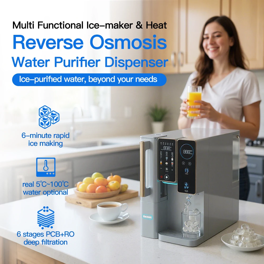 Electric Household Tap Water Purified Hot/Cold Water Dispenser with Reverse Osmosis System and Ice Cube Maker