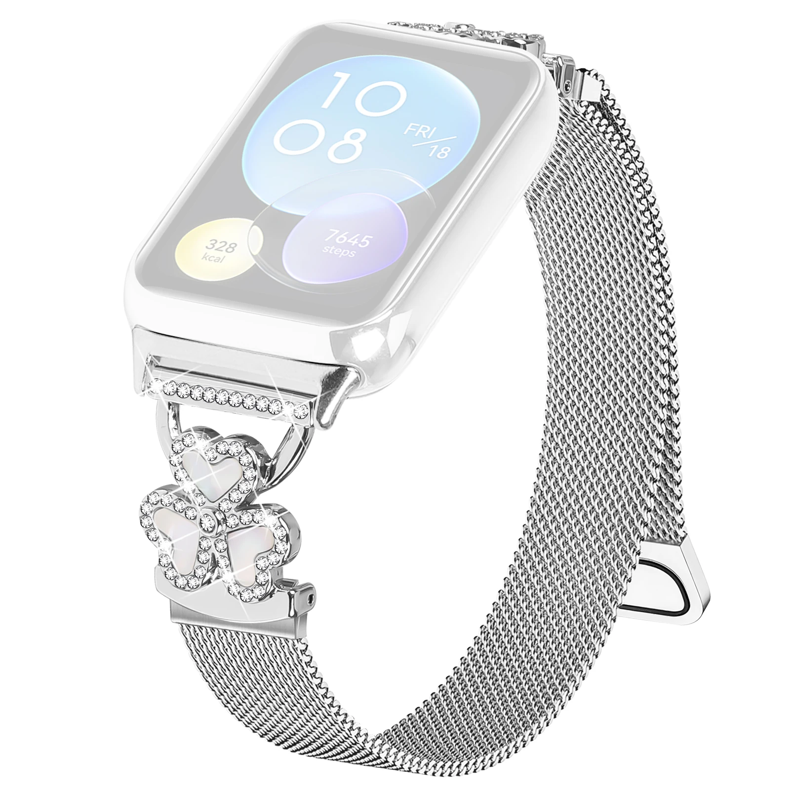 

Серебряный миланский ремешок для Xiaomi Smart Band 8 Pro/9 Pro, ремешок для часов Heart Clover