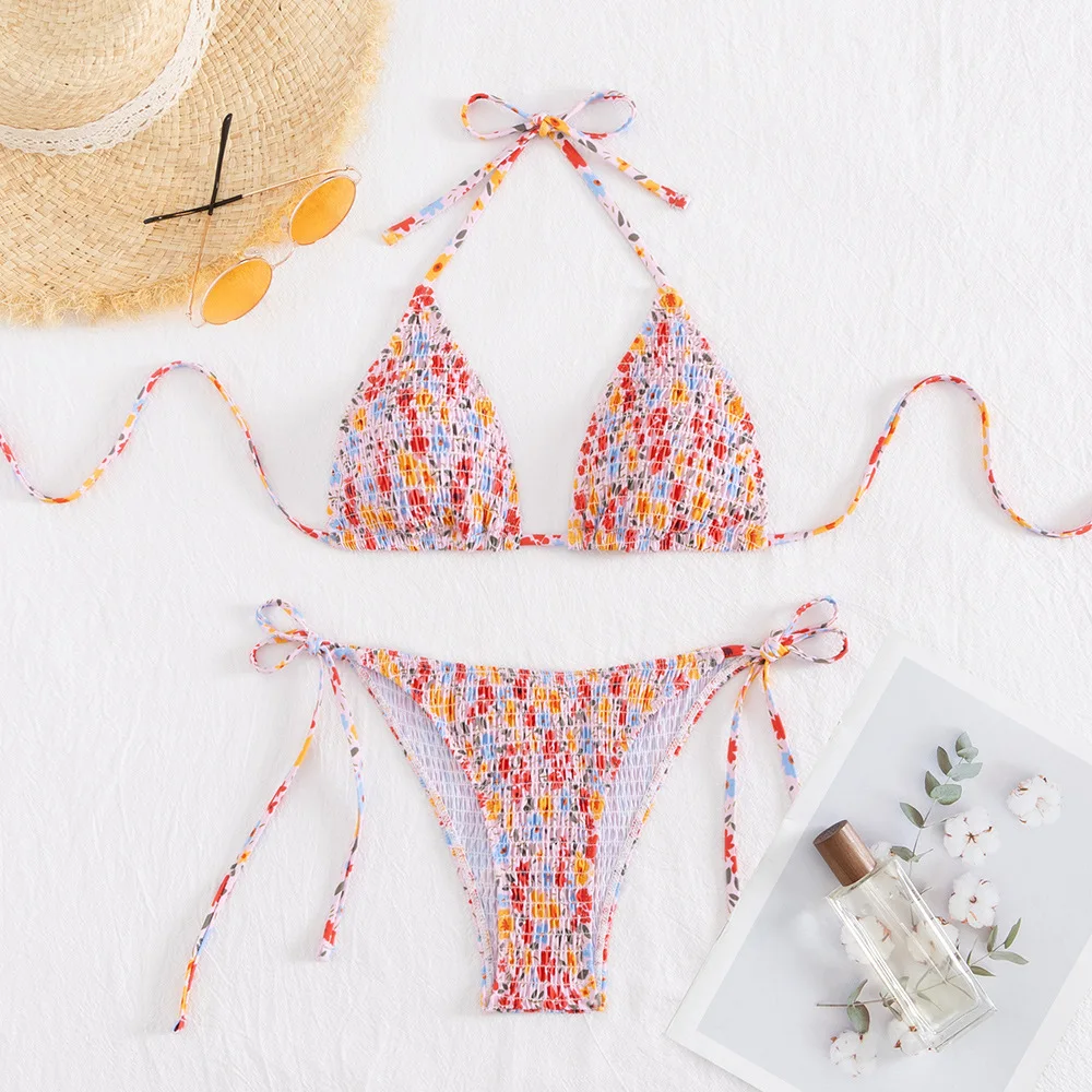 2024 Halter String Triangle Two Piece Bikini Women Swimwear Female Swimsuit Bathers Bathing Swimming Suit Beachwear Summer