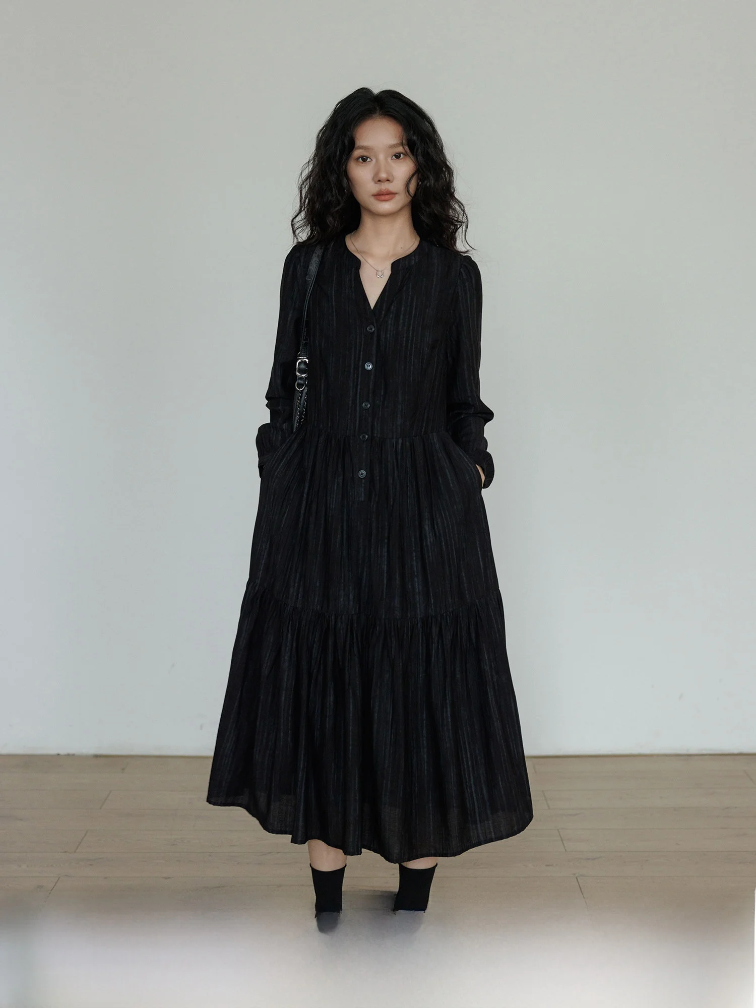 

Spring Commute Long Sve Little Bla Dr Ele Slim A-Line Casual Dr Vintage Long Dr Ladies High Waist G Viscose