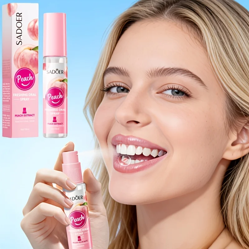 

Освежающий спрей для дыхания Peach Breath, освежает дыхание за 3 секунды, без спирта, нежный и освежающий, удобен для переноски, подходит для путешествий, вечеринок и обеспечивает свежесть дыхания в любое время.