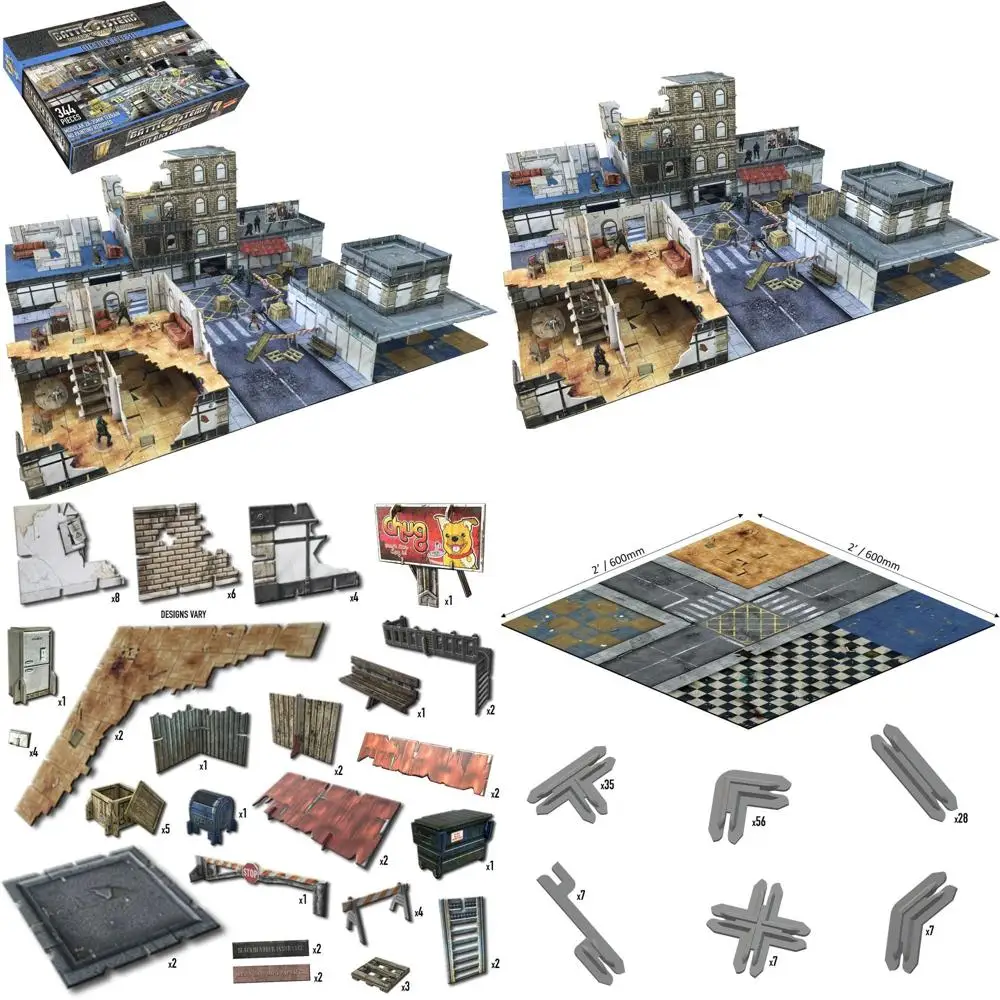 Urban Apocalypse City Block Terrain Set for 28-35mm RPG/Wargames, 40k, Crisis Protocol, Modern & Zombie Scenarios