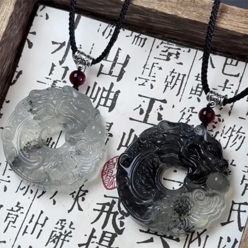 Collar con colgante de Fénix y dragón de estilo chino para mujeres y niñas, collar con dijes auspiciosos de seguridad para exorcizar espíritus malignos