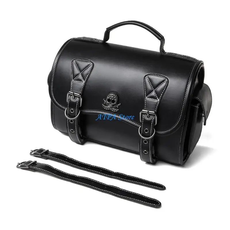 

U13C Universal PU Side Bag Punk Saddlebag with 2 Straps Over Saddles Bag