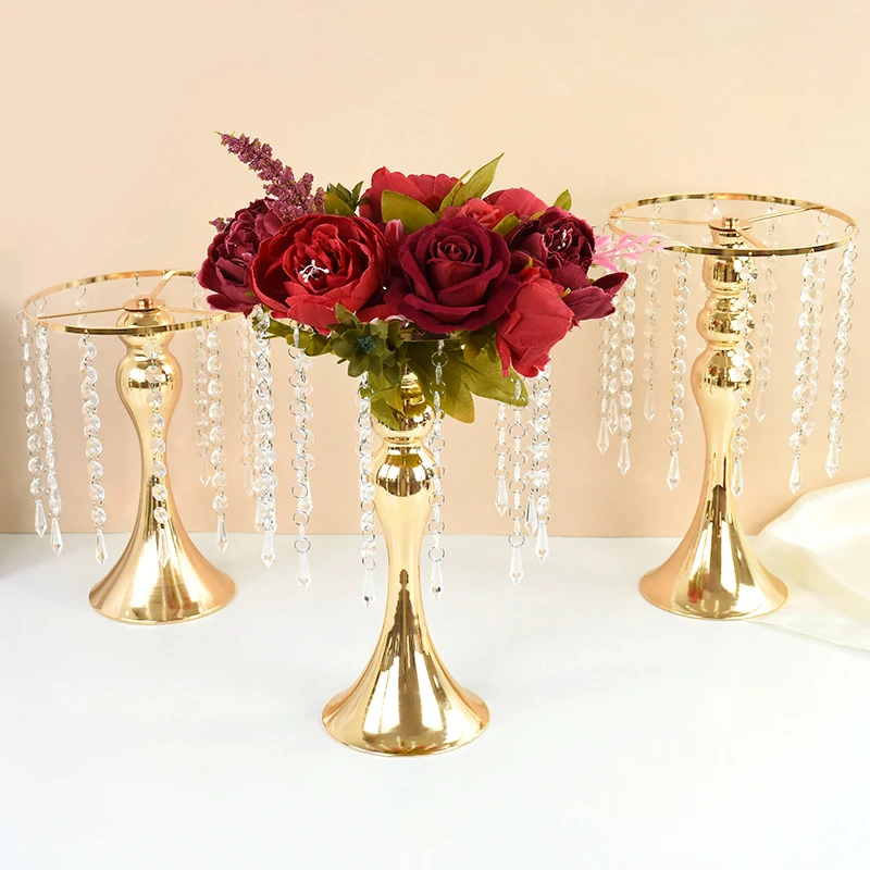 

Crystal Flower Centerpiece Stand Wedding Scene Arrangement Gold Flower Holder Home Decor Vases Wedding Dining Table Party Decor