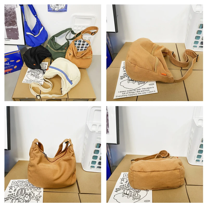 Bolsos de lona Vintage para mujer, bolso cruzado de hombro informal, bolso de mensajero coreano, bolso de compras negro, Y2K, Unisex